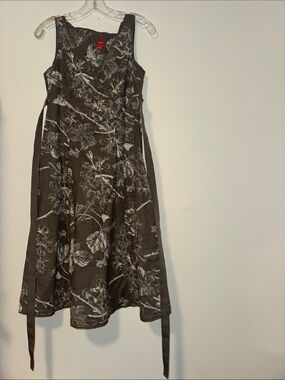 Esprit khaki-slate Floral V-Neck lined Wrap Dress